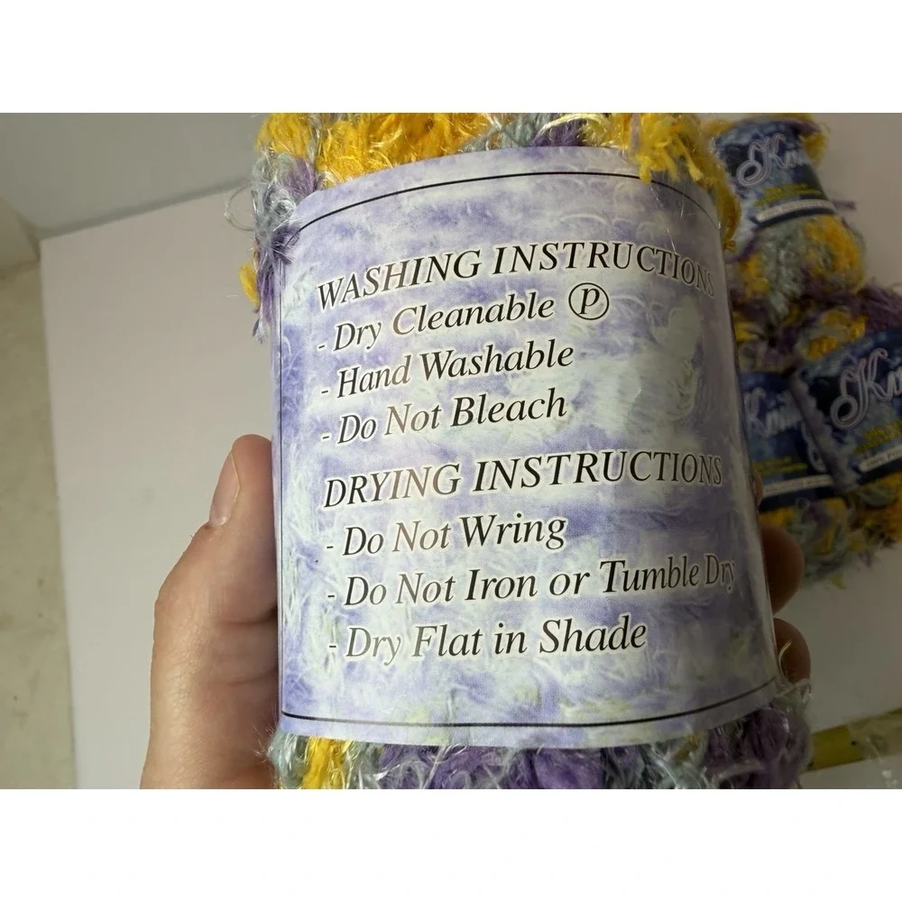 Knitting Yarn 100% Polyester Micro-fiber Yellow‎ Purple Blue Eyelash Yarn Lot 8